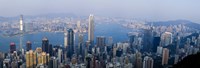 Skyscrapers in a city, Victoria Harbour, Hong Kong, China Fine Art Print
