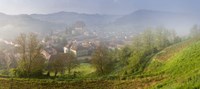 High angle view of houses in a village, Biertan, Sibiu County, Transylvania, Romania by Panoramic Images - 27" x 9"