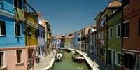 Boats in a canal, Grand Canal, Burano, Venice, Italy Fine Art Print