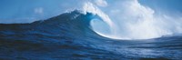 Waves splashing in a dark blue sea, Hawaii Fine Art Print