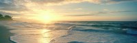 Sunset over Waves by Panoramic Images - 27" x 9"
