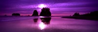 Silhouette of sea stacks at sunset, Second Beach, Washington State by Panoramic Images - 27" x 9"