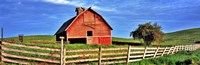 Old barn with fence in a field, Palouse, Whitman County, Washington State, USA Fine Art Print