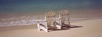 Adirondack chair on the beach, Bahamas Fine Art Print