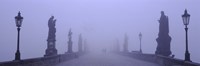 Statues and lampposts on a bridge, Charles Bridge, Prague, Czech Republic Fine Art Print