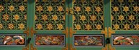 Paintings on the door of a Buddhist temple, Kayasan Mountains, Haeinsa Temple, Gyeongsang Province, South Korea Fine Art Print