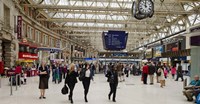 Commuters at a railroad station, Waterloo Station, London, England Fine Art Print