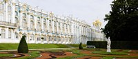Formal garden in front of a palace, Tsarskoe Selo, Catherine Palace, St. Petersburg, Russia Fine Art Print