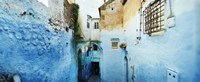 Narrow streets of the medina are all painted blue, Chefchaouen, Morocco Fine Art Print