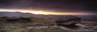 Bright horizon with dark clouds from Higher Tor, Dartmoor, Devon, England Fine Art Print