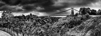 Dark clouds over a suspension bridge, Clifton Suspension Bridge, Bristol, England Fine Art Print