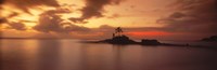 Silhouette of a palm tree on an island at sunset, Anse Severe, La Digue Island, Seychelles Fine Art Print
