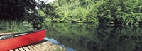 Canoe on a boardwalk in a river, Neckar River, Horb Am Neckar, Baden-Wurttemberg, Germany Fine Art Print