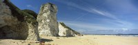 Rock formations on the beach, White Rock Bay, Portrush, County Antrim, Northern Ireland Fine Art Print