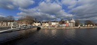 The Millenium Foot Bridge Over the River Lee,St Annes Church Behind, And St Mary's Church (right),Cork City, Ireland Fine Art Print