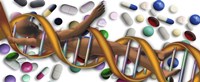 DNA surrounded by pills Fine Art Print