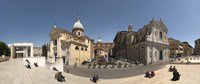 Tourists sitting on steps at Piazza Porto Ripetta, Rome, Lazio, Italy Fine Art Print