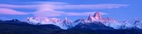 Lenticular clouds and pre-dawn light over mountains, Mt Fitzroy, Cerro Torre, Argentine Glaciers National Park, Argentina Fine Art Print