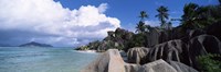 Anse source d'Argent beach with Praslin Island in background, La Digue Island, Seychelles Fine Art Print