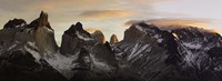 Snowcapped mountain range, Paine Massif, Torres del Paine National Park, Magallanes Region, Patagonia, Chile Fine Art Print