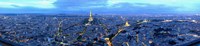 Aerial view of a city at dusk, Paris, Ile-de-France, France by Panoramic Images - 27" x 9"