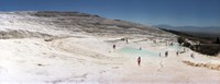 Tourists enjoying the hot springs and travertine pool, Pamukkale, Denizli Province, Turkey Fine Art Print