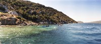People kayaking in the Mediterranean sea, Sunken City, Kekova, Antalya Province, Turkey Fine Art Print