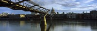 Bridge across a river with a cathedral, London Millennium Footbridge, St. Paul's Cathedral, Thames River, London, England Fine Art Print