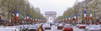 Traffic on a road, Arc De Triomphe, Champs Elysees, Paris, France Fine Art Print