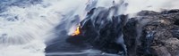 High angle view of lava flowing into the Pacific Ocean, Volcano National Park, Hawaii, USA by Panoramic Images - 36" x 12"