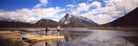 Mountain Bikers Vermilion Lakes Alberta Canada Fine Art Print