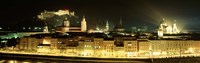 Cityscape night Salzburg, Austria Fine Art Print