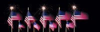 US Flags And Fireworks by Panoramic Images - 36" x 12"