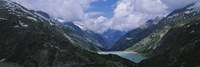 High angle view of a lake surrounded by mountains, Grimsel Pass, Switzerland Fine Art Print