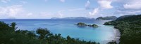 US Virgin Islands, St. John, Trunk Bay, Panoramic view of an island and a beach Fine Art Print