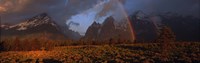 Sunrise & rainbow Grand Teton National Park WY USA Fine Art Print