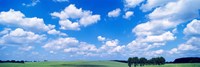 Cumulus Clouds With Landscape, Blue Sky, Germany Fine Art Print