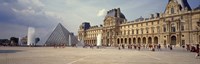 Tourists near a pyramid, Louvre Pyramid, Musee Du Louvre, Paris, Ile-de-France, France Fine Art Print