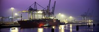 Port, Night, Illuminated, Hamburg, Germany Fine Art Print