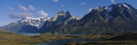 Lake in front of mountains, Jagged Peaks, Lago Nordenskjold, Torres Del Paine National Park, Patagonia, Chile Fine Art Print