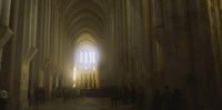 Group of people in the hallway of a cathedral, Alcobaca, Portugal Fine Art Print