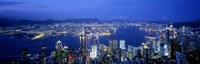 Hong Kong with Bright Blue Night Sky, China Fine Art Print