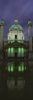 Facade of St. Charles Church at Night, Vienna, Austria (vertical) by Panoramic Images - 12" x 36"