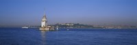 Lighthouse in the sea with mosque in the background, Leander's Tower, Blue Mosque, Istanbul, Turkey Fine Art Print