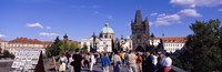 Tourists walking in front of a building, Charles Bridge, Prague, Czech Republic Fine Art Print