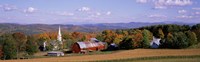 High angle view of barns in a field, Peacham, Vermont Fine Art Print