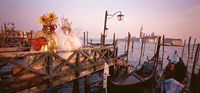 Italy, Venice, St Mark's Basin, people dressed for masquerade Fine Art Print