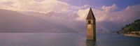 Clock tower in a lake, Reschensee, Italy Fine Art Print