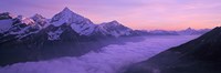 Switzerland, Swiss Alps, Aerial view of clouds over mountains Fine Art Print