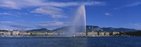 Fountain in front of buildings, Jet D'eau, Geneva, Switzerland Fine Art Print